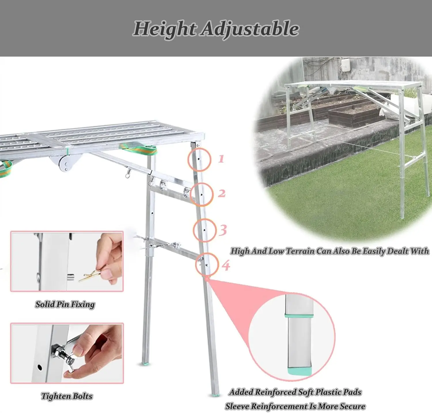 Scaffolding Equipment, Step Ladders, Portable Multipurpose Folding Scaffolding Work Platform Scaffold Tower Ladder Stool Bench A