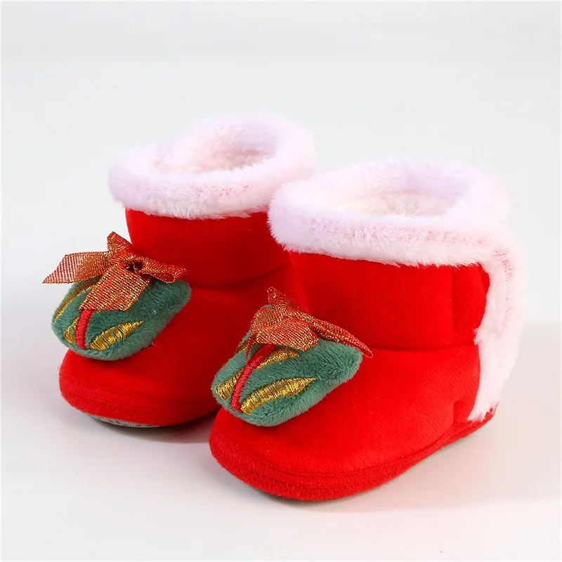 

Cute Reindeer Christmas Slippers Warm Fleece Lined Toddler Shoes with Anti-Slip Sole for Boys and Girls Festive Holiday