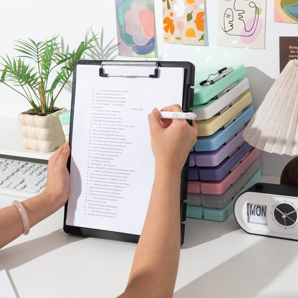 Document Storage Box, Household Certificate Cosmetics Bag, Family A4 File, Transparent File Box, Information Box, Free Heart Sticker