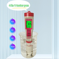 Backlight 4 in 1 pH Meters Pen Type Water Quality Tester Digital Temperature Ec TDS pH Meter for Aquariums Swimming Pool