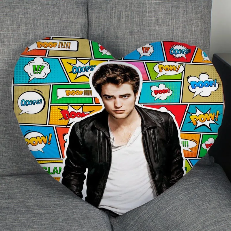 New Arrival Custom Robert Pattinson Zipper Pillowcase Cover Detective Heart Shape Pillow Cover Bedroom Wedding Decorate 1014P