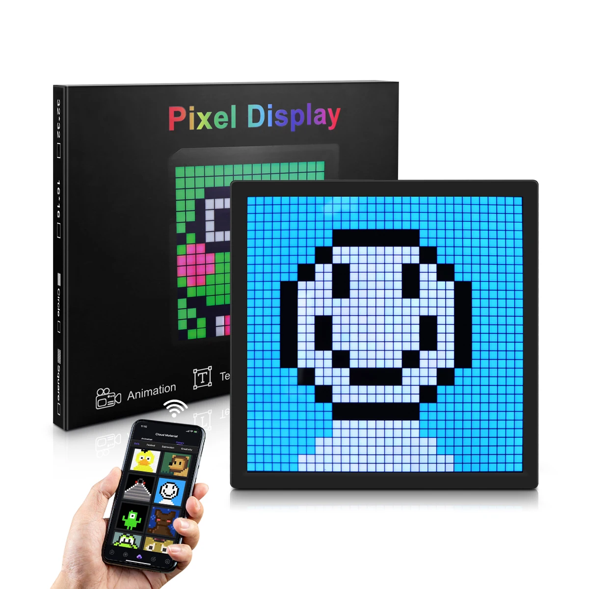 Rgb usb led matriz pixel display app controle programável tela digital inteligente graffiti arte legal animação diversão texto luz da noite