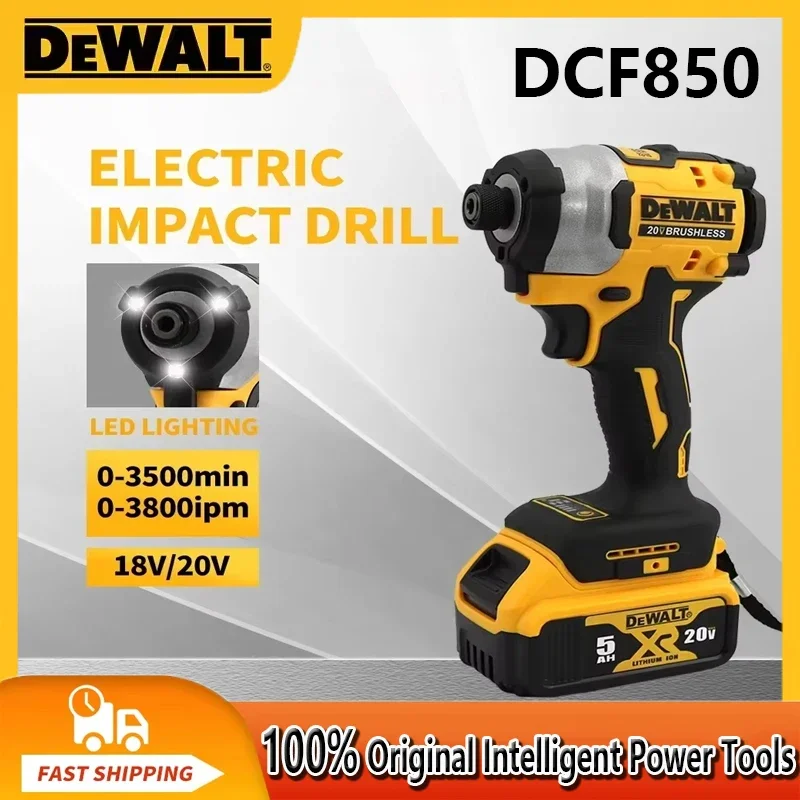 DEWALT DCF850 205N.m Brushless Impact Driver Cordless Screwdriver 20V Rechargeable Electric Impact Drill Power Tools