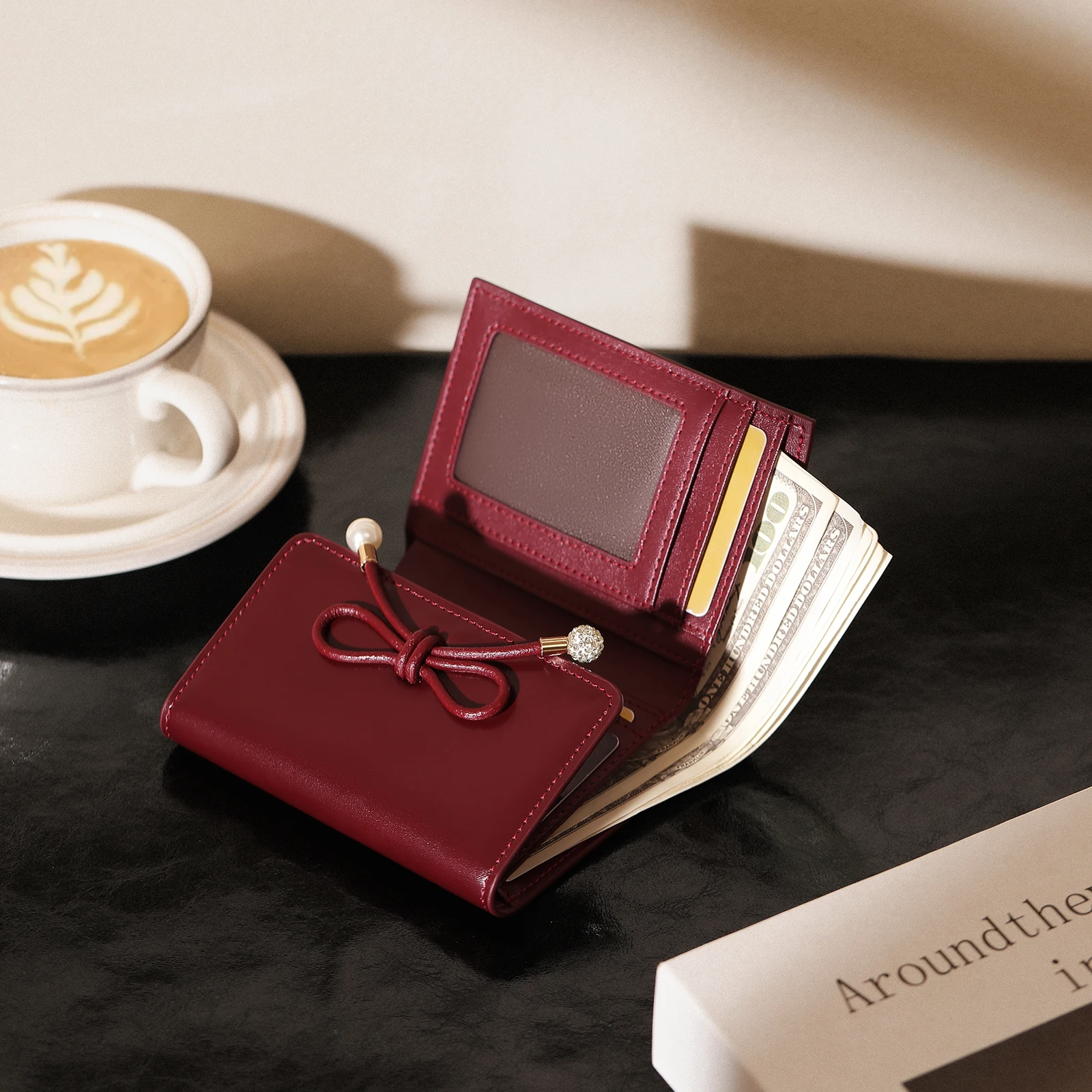 

ITAMOOD Genuine Leather Bow Wallet Women’s Fashion Short Wallet Card Holder Anti-Theft Original Luxurious Christmas Gift Purse