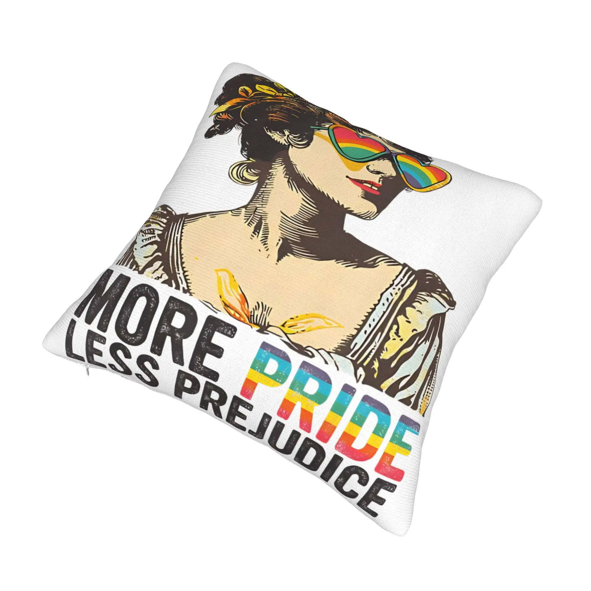 More Pride Less Prejudice  Pillowcase Merch Printing Cushion Cover Decorations  Throw Pillow Case Cover Home Multiple Sizes