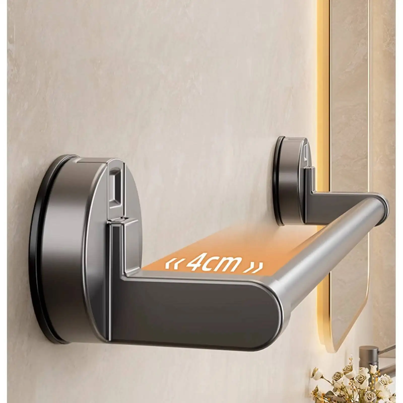 Suction Cup Bathroom Hand Rack Holder Wall No Drill Mount 30/40/50Cm Towel Double Bar 2 Tier Apartment