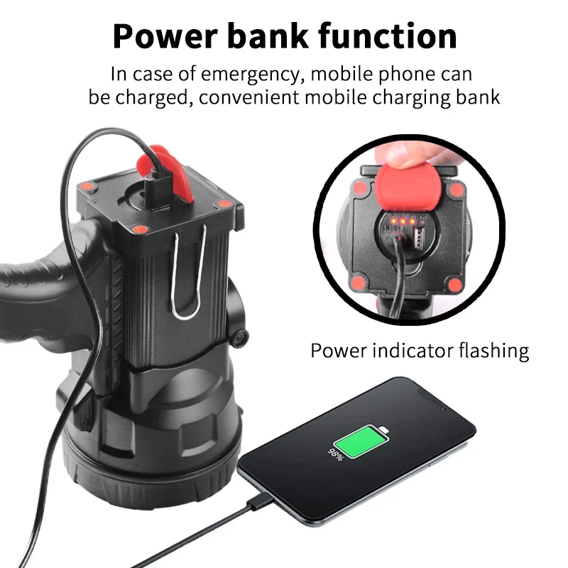 كشاف LED + COB قوي USB فانوس تخييم قابل لإعادة الشحن أضواء خارجية محمولة مقاومة للماء مصباح يدوي للعمل