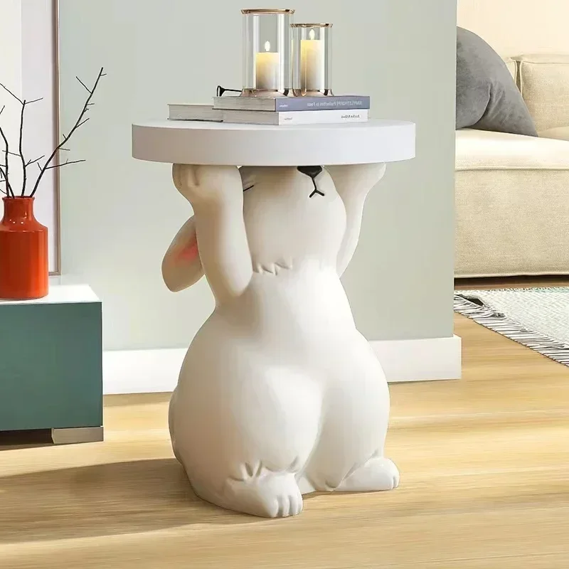 Rabbit Coffee Tables Floor Ornament Home Decoration Accessories Bedside Table Tray Nordic Statue Animal Figurines Sofa Side Tabl