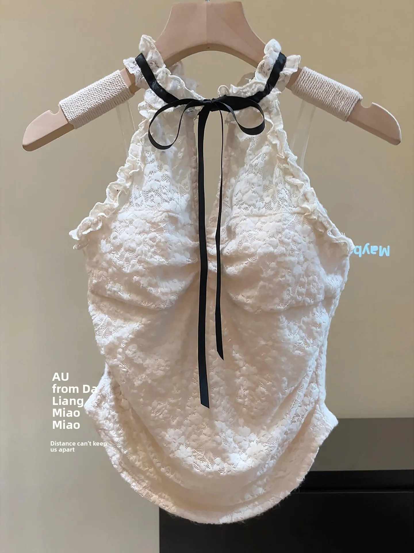 

Korean Style Lace Halter Top Women's Summer Outfit Short Skirt Set Pure Desire Thai Style Spicy Girl Tube Top Bralette