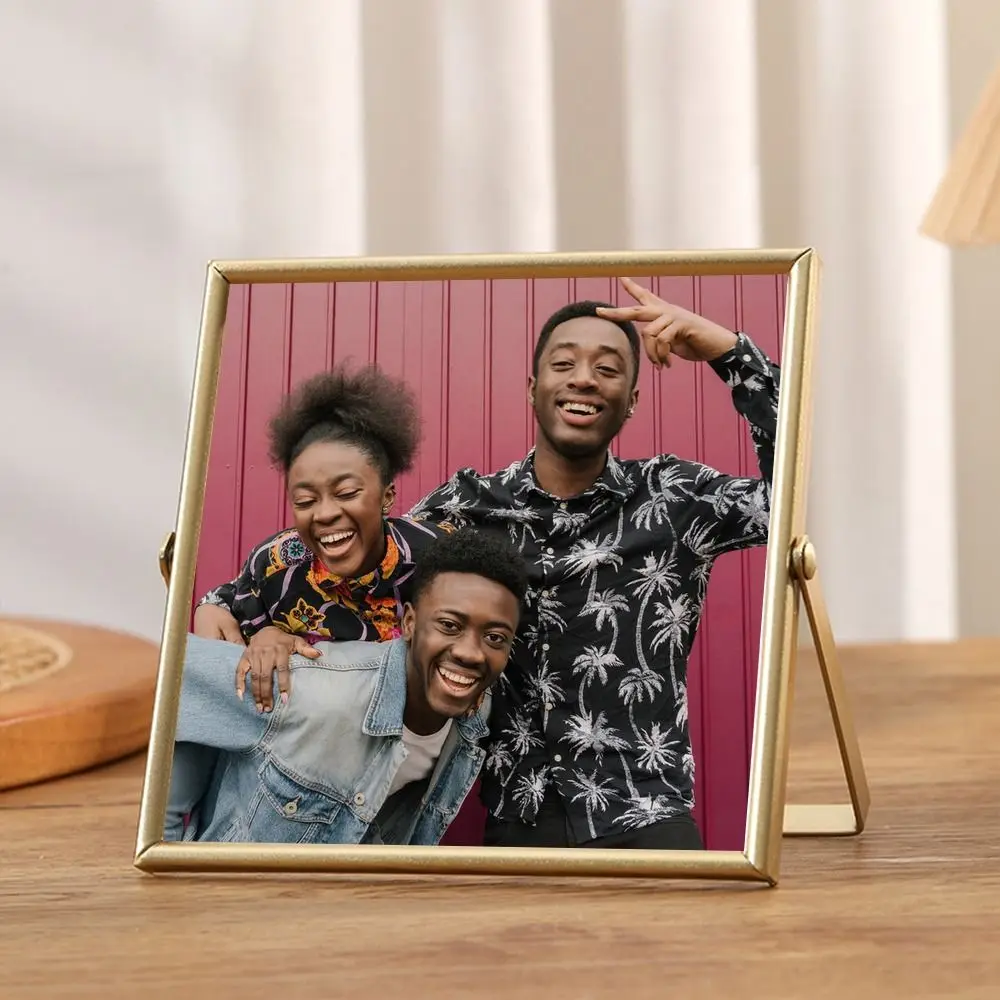 Multi-Purpose Metal Photo Frame, Gold & Black Rectangle