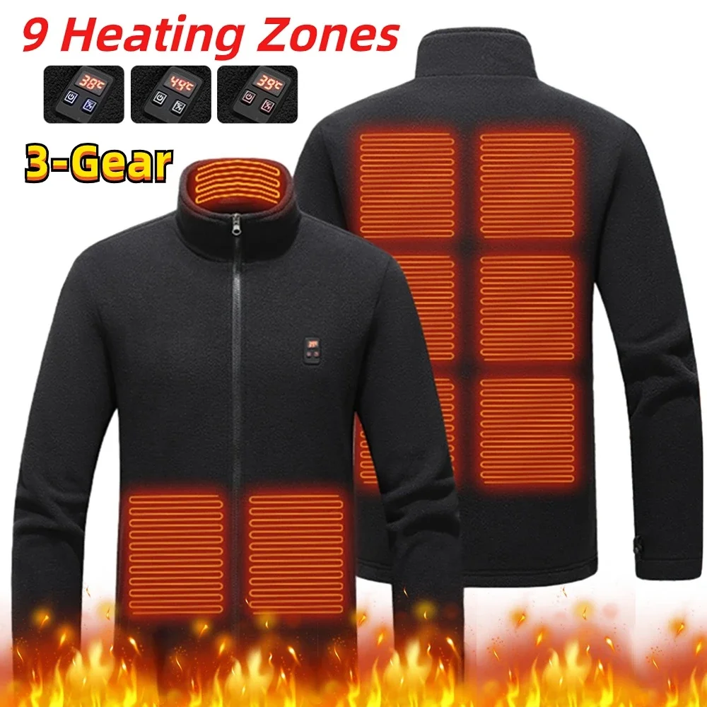 

9 Heated Area Intelligent Heating Coat USB Charging Heated Jacket Warm Jackets Coat 3 Gear Electric Heating Vest for Camping