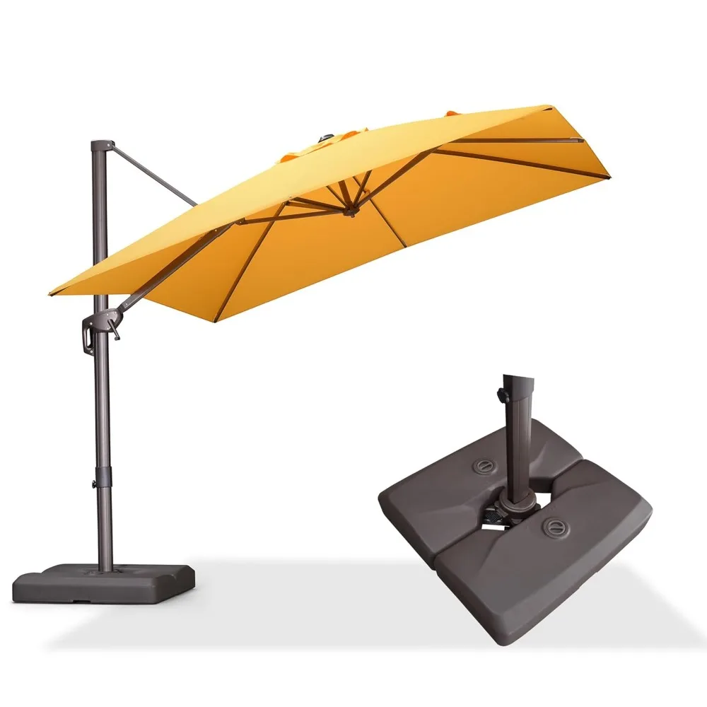 

9' X 9' Patio Umbrella with Base Antique Bronze Square Cantilever Umbrella Outdoor with 360° Rotation and Aluminum, Customized
