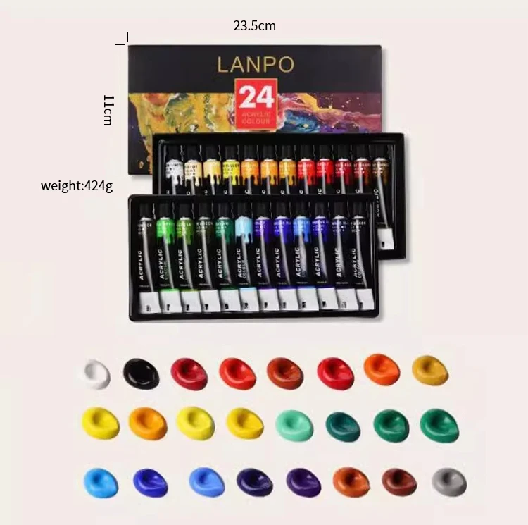 Professionelles Metallic-Acrylfarben-Set, 12/24 Farben, 12 ml Tuben, geeignet für die meisten Oberflächen, einschließlich Leinwandpapier und Holz ﻿ – Detail 9