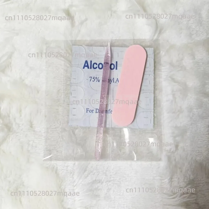 for 100 Sets 4-Piece Press-On Nail Tool Kit | Alcohol Pads, Wood Sticks, Jelly Tape, Files | Bulk Application Supplies