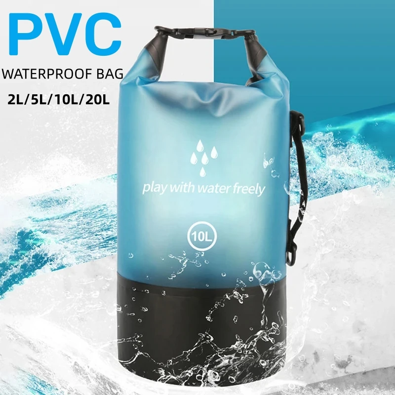 2L/5L/10L/20L Waterproof Swimming Bag Dry Handbag River Trekking Storage Backpack Outdoor Kayaking Boating Kayaking Shoulder Bag