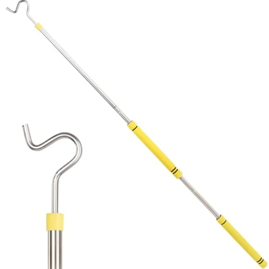 Clothes Hook Pole, Clothes Hanger Reaching Hook for Hanging Clothes Light and Plants Extendable from 35