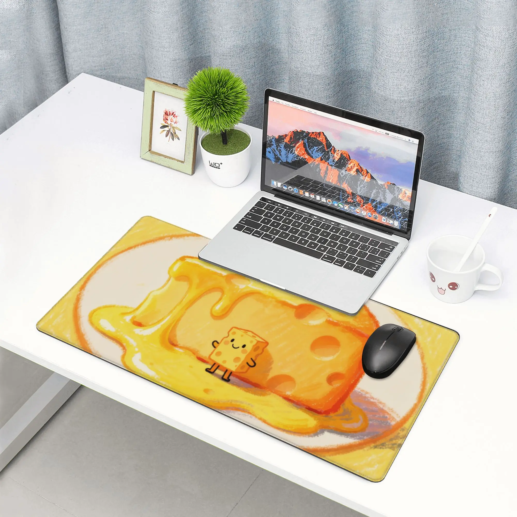 Large and durable mouse pad, cheese cheese design - office mouse pad, laptop keyboard pad, study desk pad - precision stitched edges, non slip rubber backing, perfect for use at home