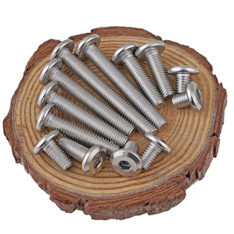 

Best1 5pcs M6 304 Stainless steel Flat round head hex Furniture screw Oblique large flats socket heads cap screws Flange bolt 8m