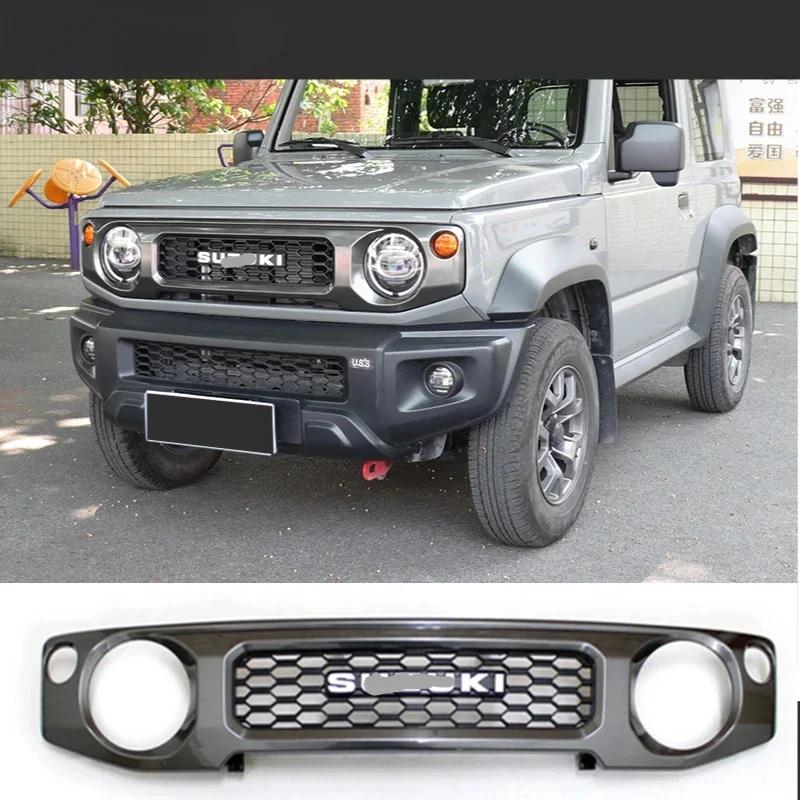 New！ For Suzuki Jimny JB64 JB74 car kidney shaped grille with light mesh cover off-road modification accessories 2019-2024