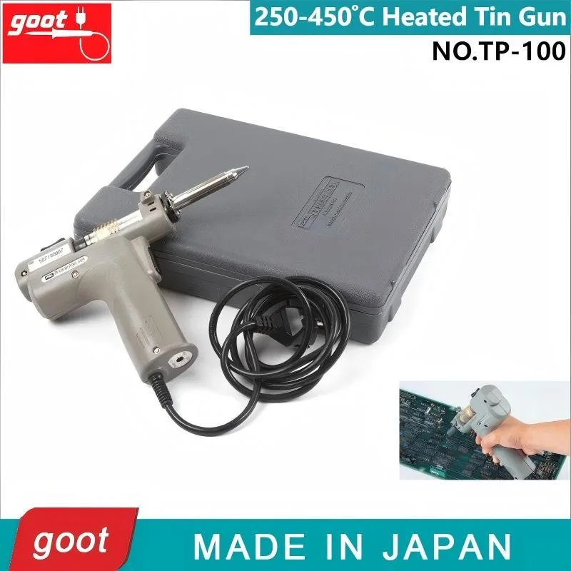 GOOT TP-100 Electric Tin Sucker 250-450˚C Heated Tin Suction Gun Vacuum Tin Suction Pump for Assembling Circuit Boards Portable