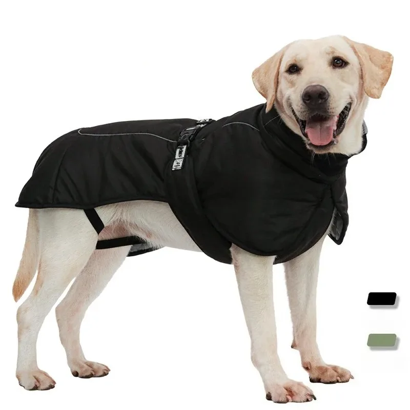 

Ветрозащитная светоотражающая теплая зимняя одежда для больших собак, куртка среднего размера, пальто, пальто для французского бульдога, одежда для таксы и лабрадора