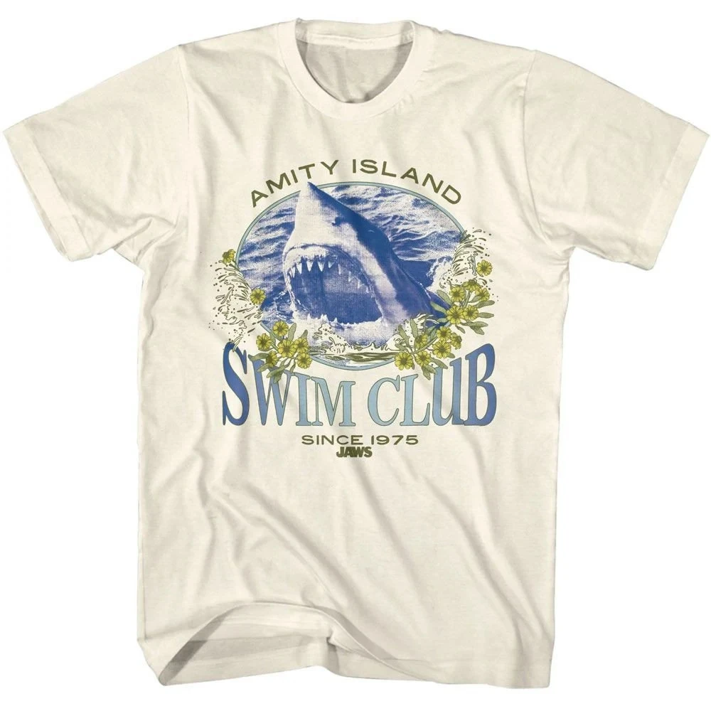 

Jaws Swim Club Since 1975 Natural T-Shirt Summer Men's and Women's Loose and Breathable T-shirt Top