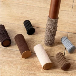 Calcetines de punto para patas de silla, cubierta de pata de mesa para muebles, Protector de azulejo de suelo, prevención de ruido, calcetín antideslizante con fondo de fieltro, 4 unidades por juego