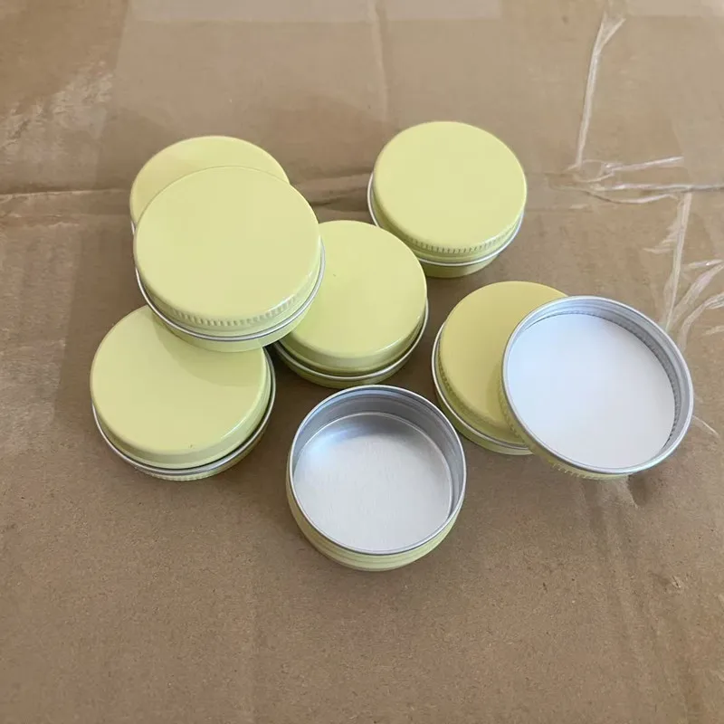 600pcs 15ml Yellow Aluminum Box Metal Tins Cans with Screw Lid DIY Candle Jars Lip Balm Oil Craem Containers Travel Sample Pot