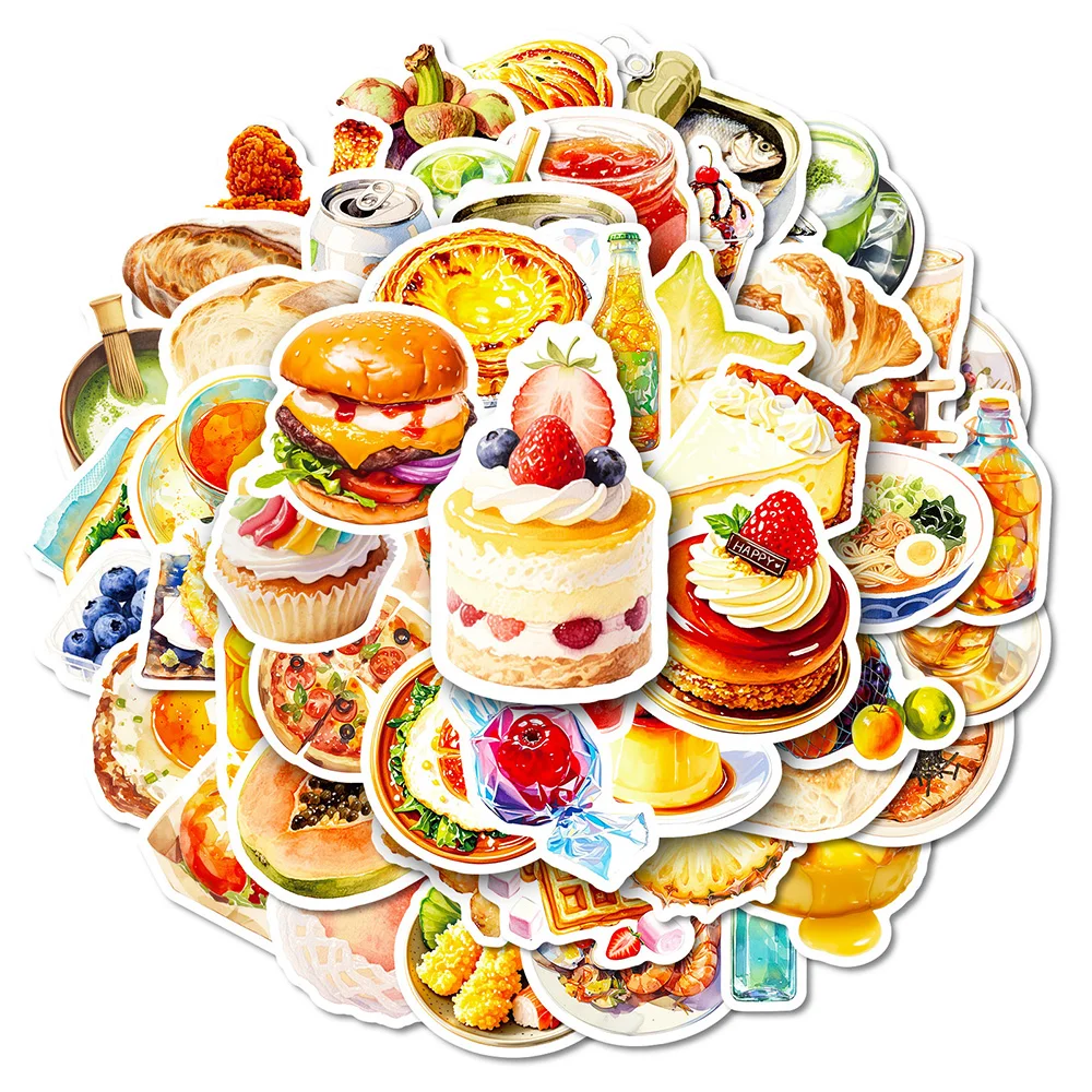 

10/30/50PCS Cute Dessert Food Stickers Kawaii Girls Decorative Stationery Laptop Phone Case Waterproof Kids DIY Decals Toys Gift