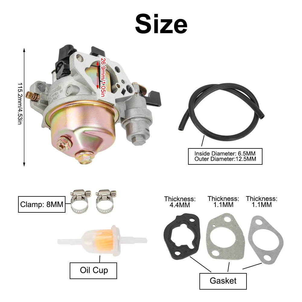 Carburetor Air Filter Fuel Line Gasket Kit For GX270 GX340 GX390 GX420 11HP 13HP 16HP 16100-ZF6-V01 Garden Lawn Mower Parts