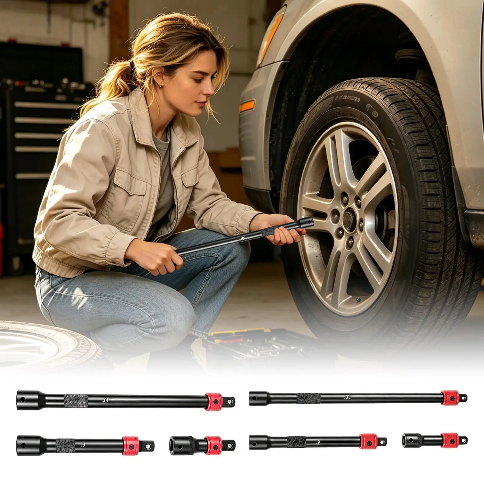 Locking Extension Set 1/2 3/8 Extended Quick Release Steel Self-Locking Ratchet Extension Set For Automotive Maintenance