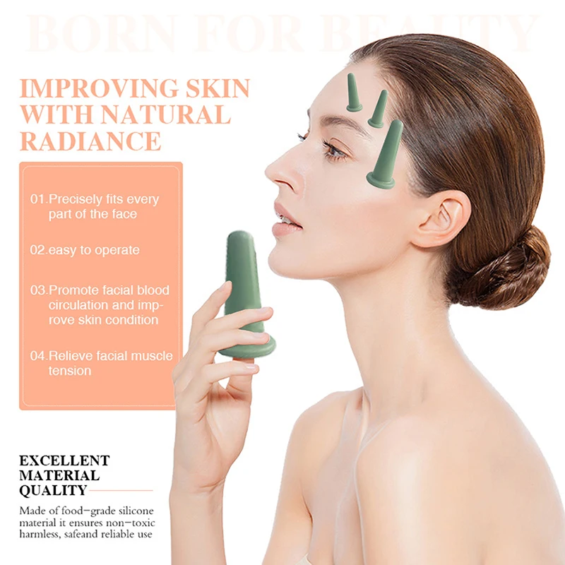 Silicone vácuo cupping massagem frascos anti celulite massagem facial ventosas rosto pescoço elevador raspagem da pele guasha anti rugas