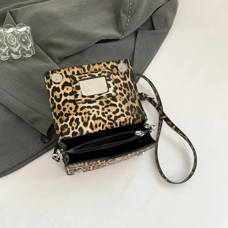 Mini Leopard Pu skórzane torby na ramię dla kobiet 2024 Y2k nowe koreańskie modne torebki i portmonetki damskie torba Crossbody z klapką