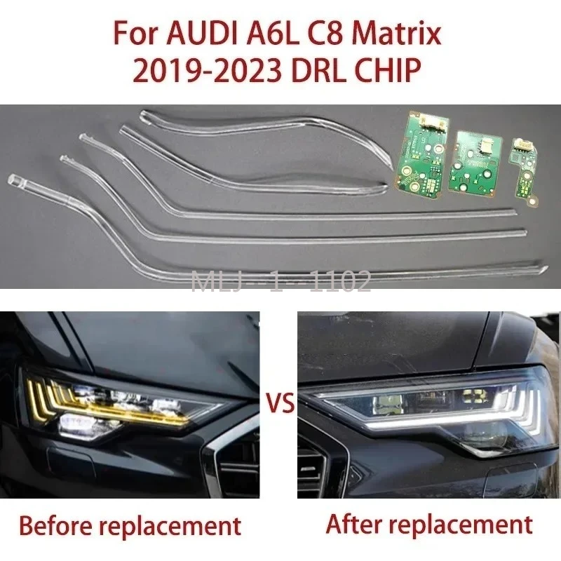 

НОВАЯ белая плата DRL для AUDI A6L C8 2019-2023, матричная автомобильная фара DRL CHIP, направляющая трубка Angel Eyes, чип дневного света