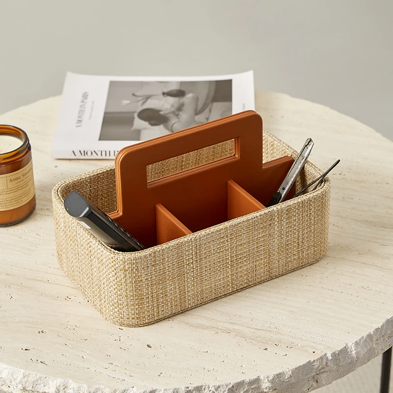 

Rattan portable remote control storage box