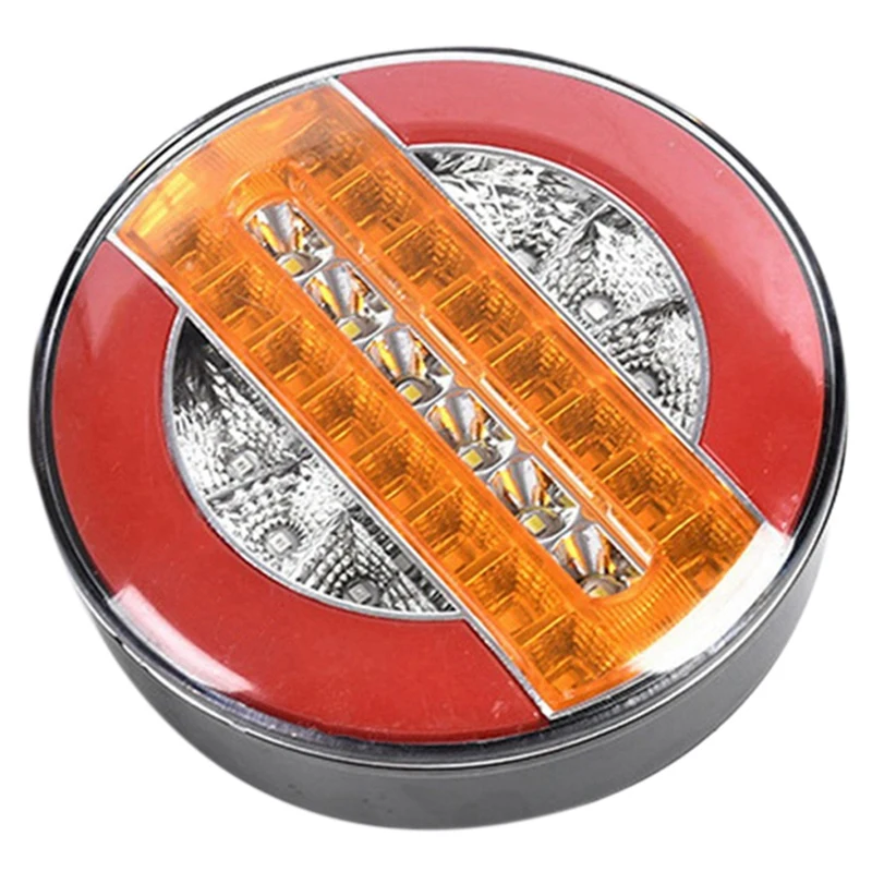 4 Inch Trailer Dynamic Tail Light 24V LED Truck Brake Light LED Round Water Hamburger for Cars, Boats, Buses, Caravans-ABFB