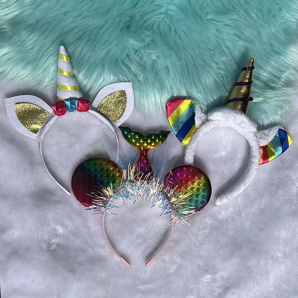 Diadema de sirena para mujer, disfraz de unicornio, banda para el pelo, actuación, fiesta, niñas, niños, cabeza, regalos de cumpleaños