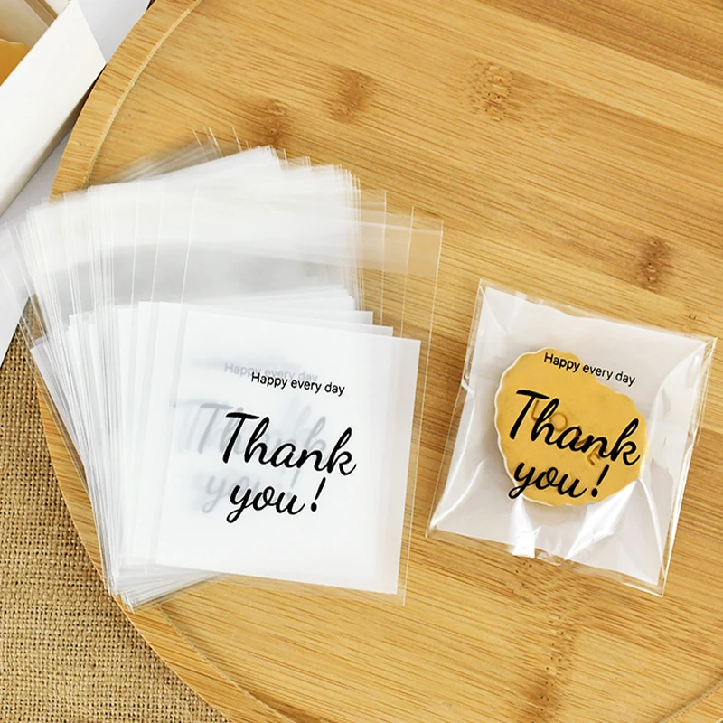 100 Stück Dankeschön-Süßigkeitstüten, selbstklebende Kekse, Geschenkverpackungsbeutel für Hochzeit, Geburtstag, Party, Kekse, Backen, Verpackungszubehör