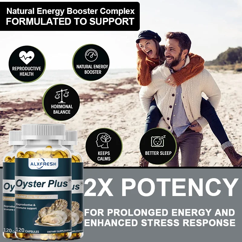 Alxfresh Oyster 350mg Plus Zinc Pure, Highly Concentrated Capsules Energy Immune System Supports Nutrients Dietary Supplement