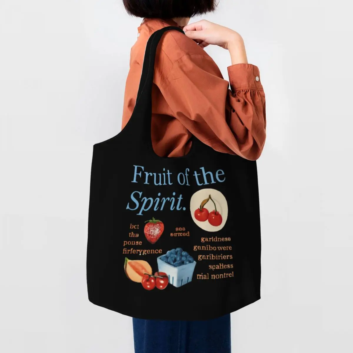 Fruits Of The Spirit Large Capacity Canvas Tote Bag Single Shoulder Work Commute Bag For Women Eco-Friendly Shopping Bag