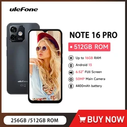 Ulefone Note 16 Pro 4G Smartphone Android 13 256GB/512GB ROM 8GB RAM 6.52