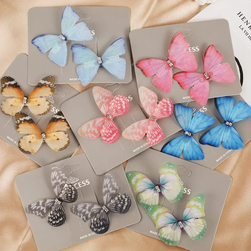 Women's Colorful Butterfly Hairpin Hair Clips Fashion Kids Barrettes Bobby Pins Diamond Butterfly Clip Hairdressing Accessories