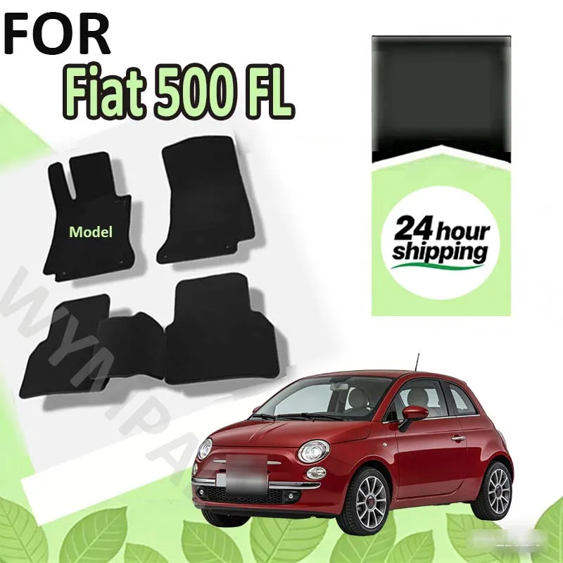 

Nylon Suede Velour rugs set for Fiat 500 FL hatchback (2013-2019) -Black