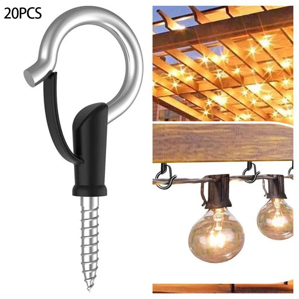 40pcs Wall Hooks Hangers Versatile Screw-In Hook Hanger Rust-Proof Wall Mounted Christmas Light Hook For Outdoor String Lights