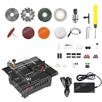 100W Multi-Functional Table Saw Mini Desktop Electric Saw Cutter Speed & Angle Adjustable Liftable Blade 16MM Cutting Depth