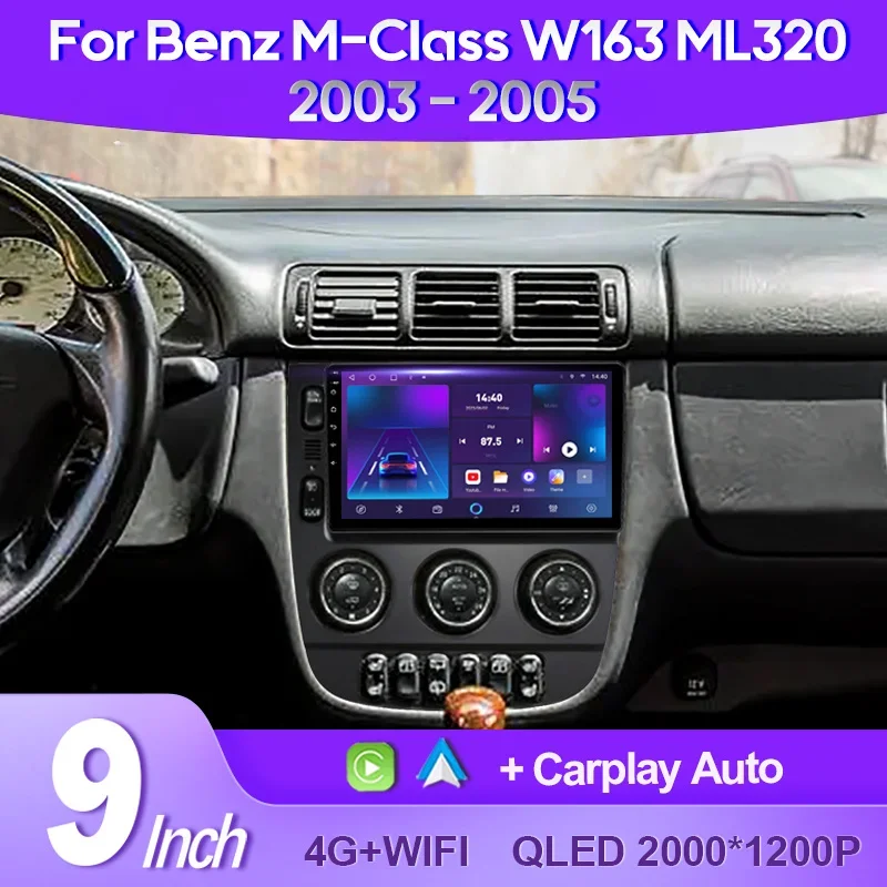 

QSZN For Benz M-Class W163 ML320 2003 - 2005 2K QLED Android 13 Car Radio Multimedia Video Player GPS AI Voice CarPlay Head Unit