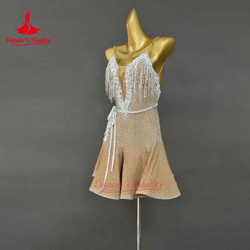 Vestido de dança latina personalizado para adultos e crianças cha samba rumba competição trajes desempenho vitalidade da dança