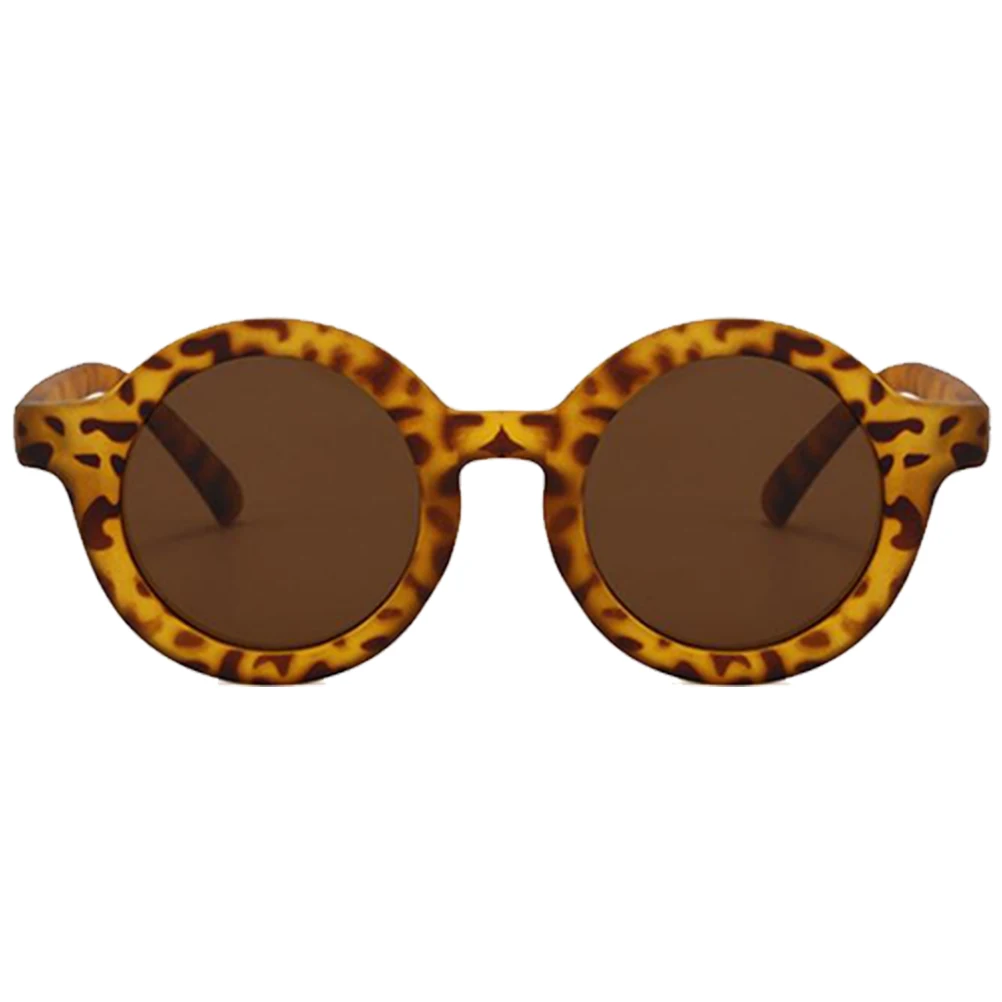 

Children Sunglasses Lightweight Outdoor Toddler Boys Girls Round Frame Leopard Grain Sun Proof Safe PC Resin Material Large Lens