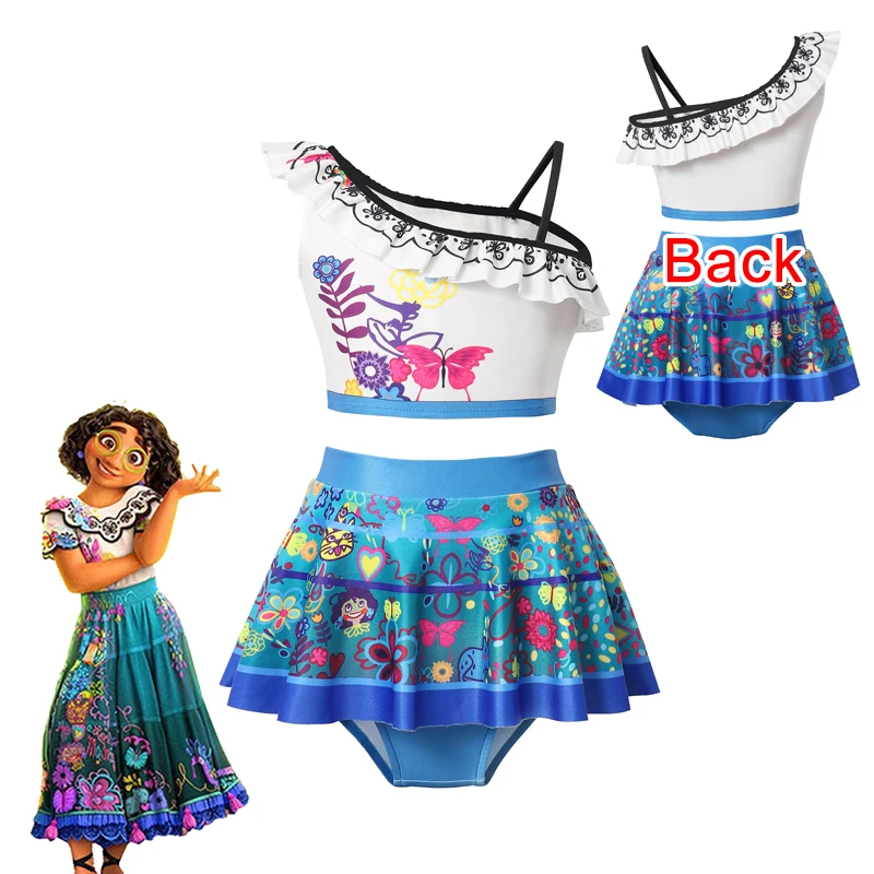 Disney Swimsuit Baby Strap Children Little Girls Holiday Beach Wear Cosplay Encanto Isabela Mirabel Mermaid Ariel Swimming Suit