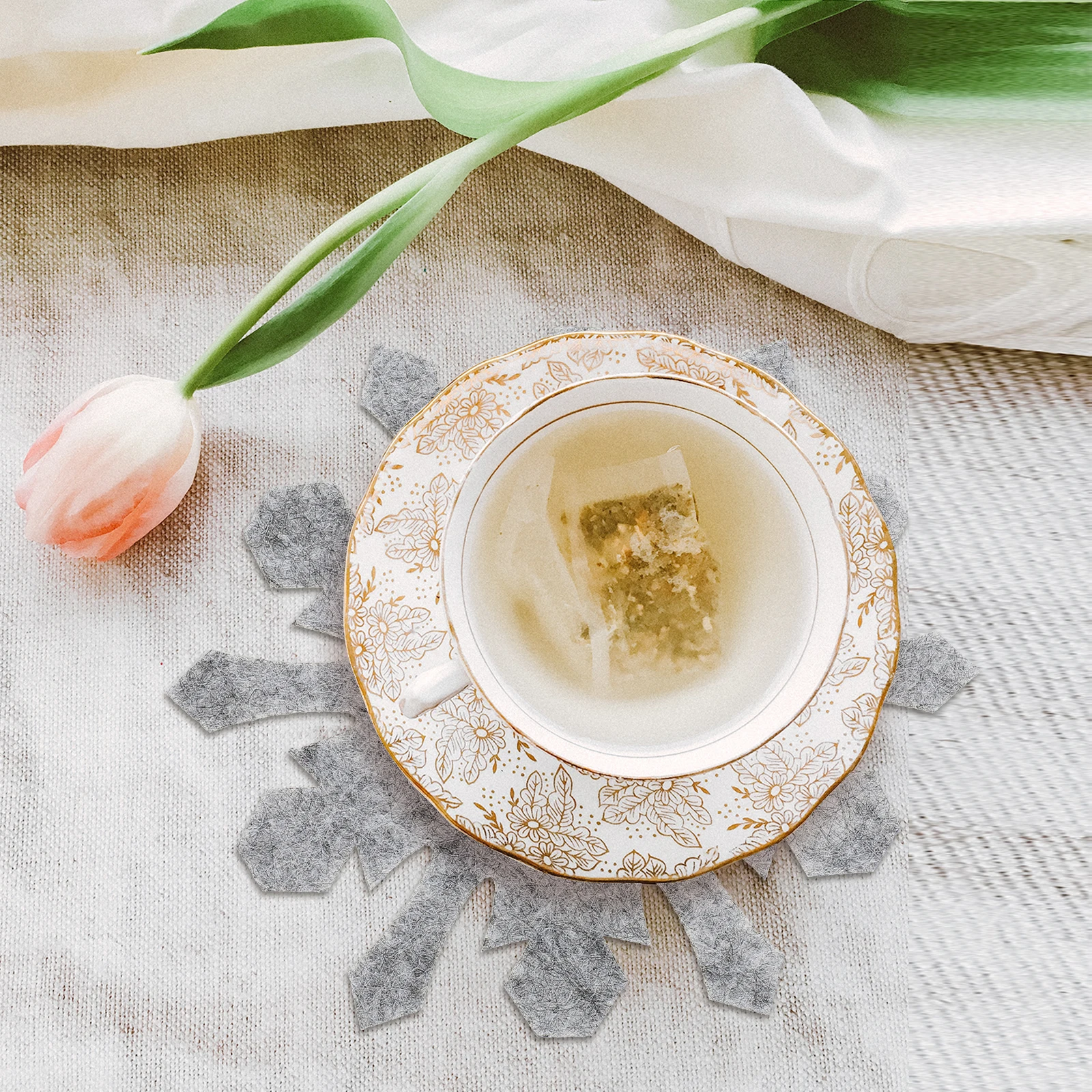 

Levemolo 8pcs Christmas Snowflake Non Wine Tea Coffee Cup Mats Desktop Party Supplies Home Decor Ornament